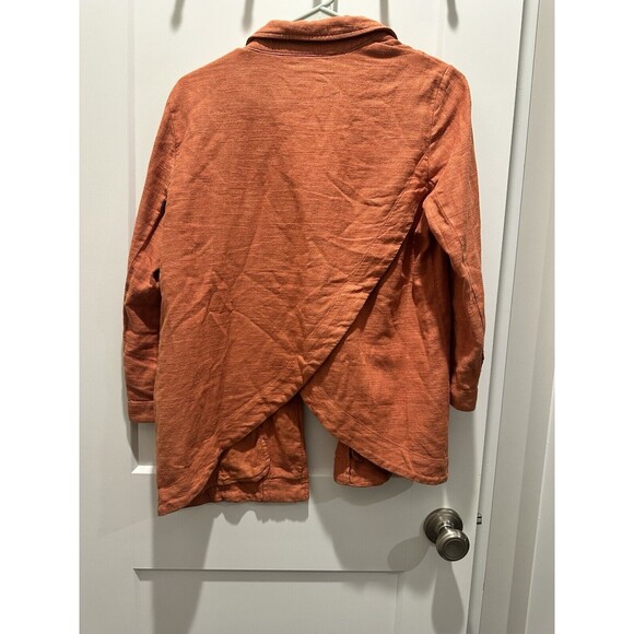 Anthropologie Vintage Washed Linen Blazer Summer Lightweight Terracotta Sz 2 - Picture 6 of 6